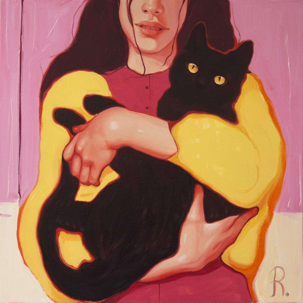 The girl with black cat