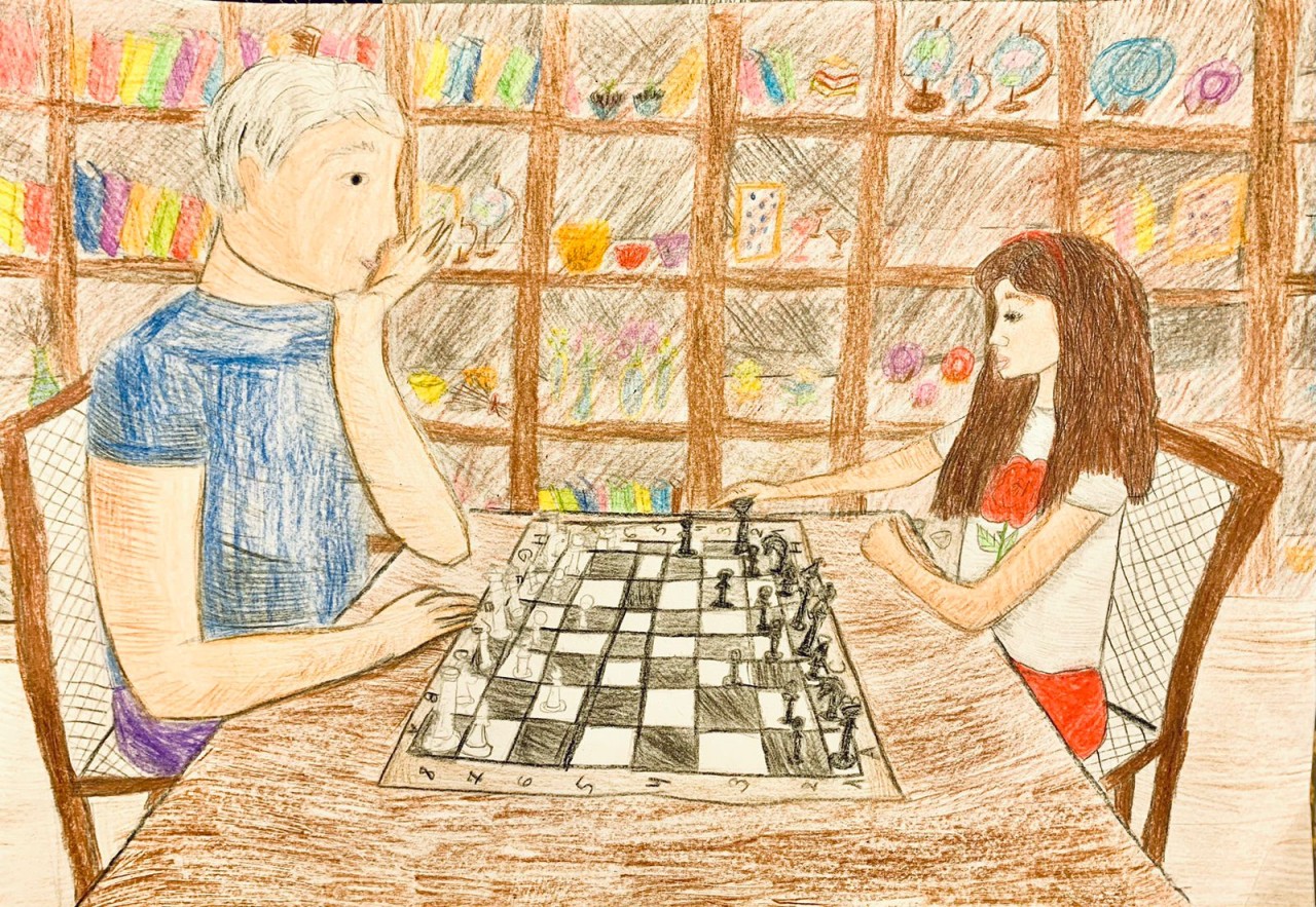 Игра в шахматы с дедушкой