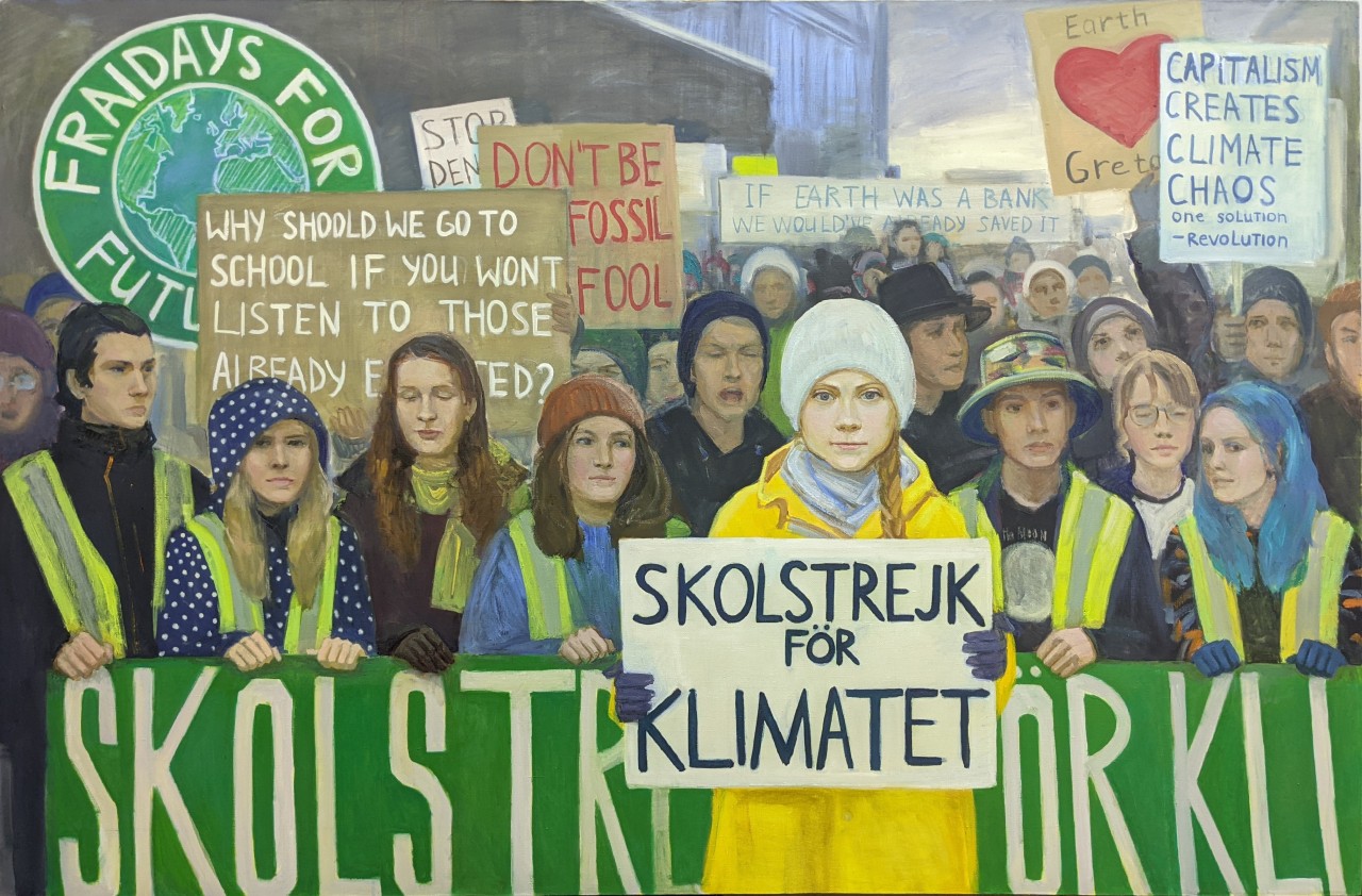 «Грета Тунберг на климатическом митинге 28 февраля 2020 года в Бристоле»