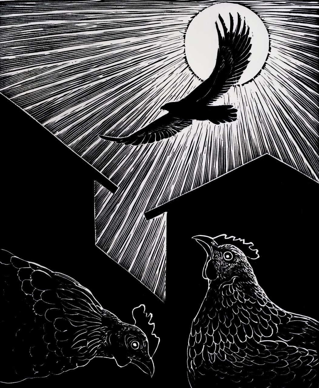 Иллюстрация к басне И. А. Крылова "Орёл и куры"