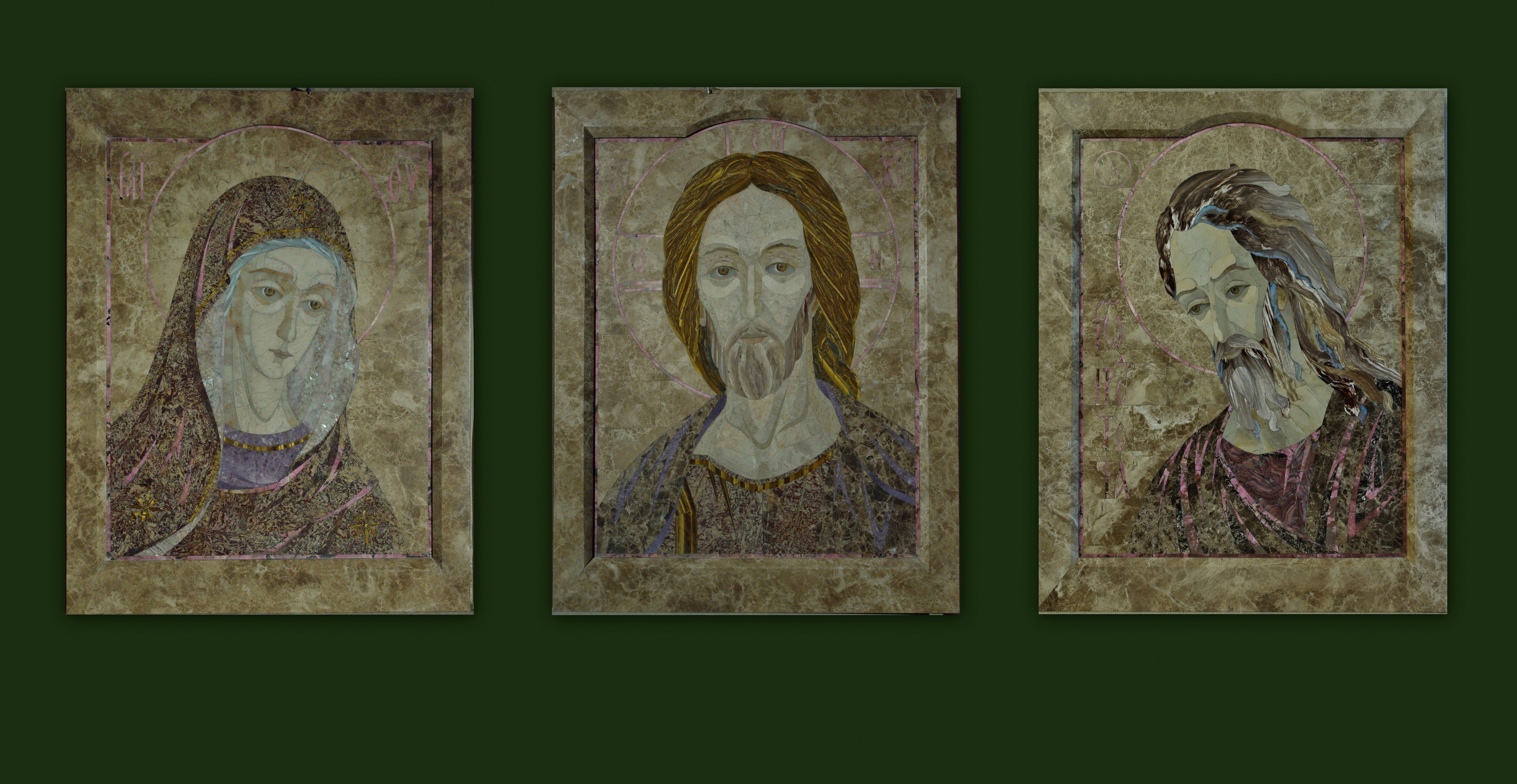 триптих -деисис флорентийские мозаики 3 по 78 х 60 см.