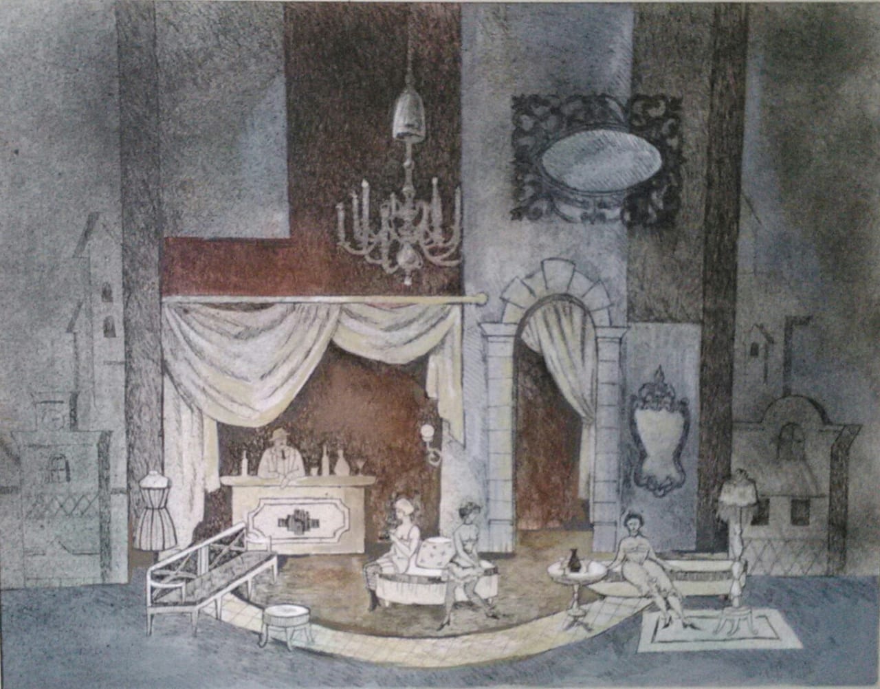 Эскиз декораций «трехгрошевая опера»