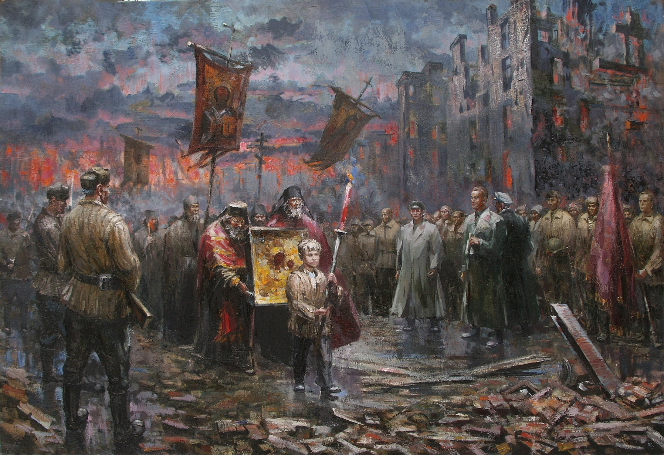 Благословение Советских войск иконой Казанской Богородицы в Сталинграде в 1942 г.