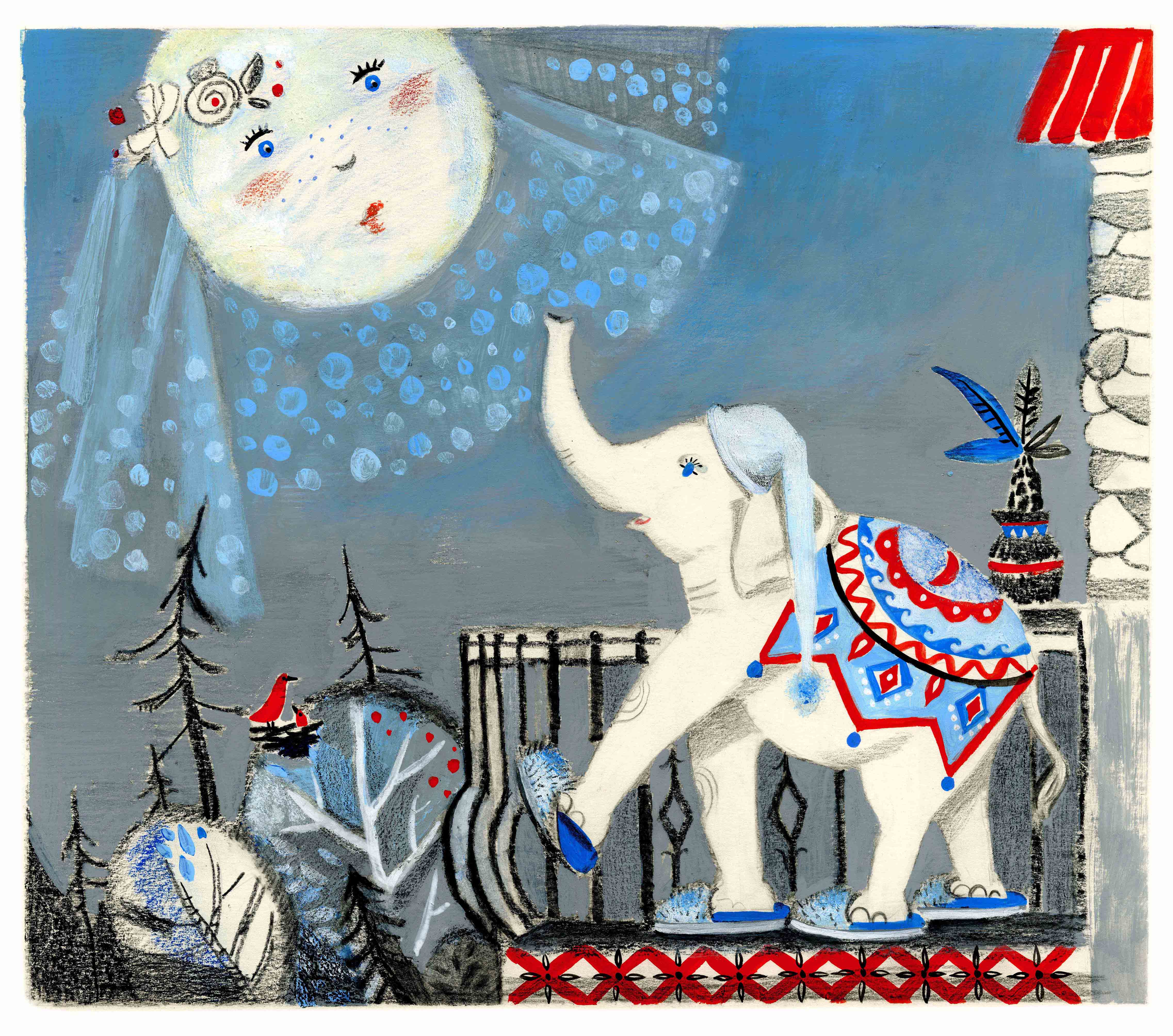 "Вечерний слон". Иллюстрация к стихотворению Маши Рупасовой