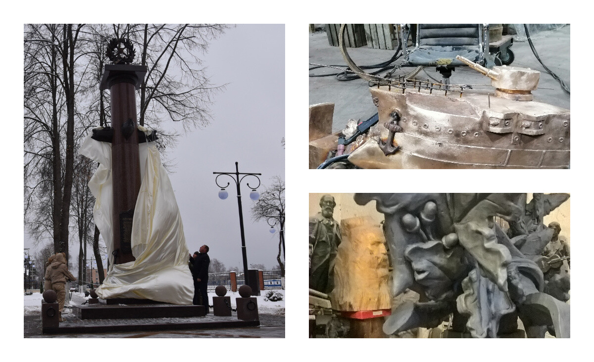Работа над элементами памятника в город Рошаль (автор Александр Миронов)