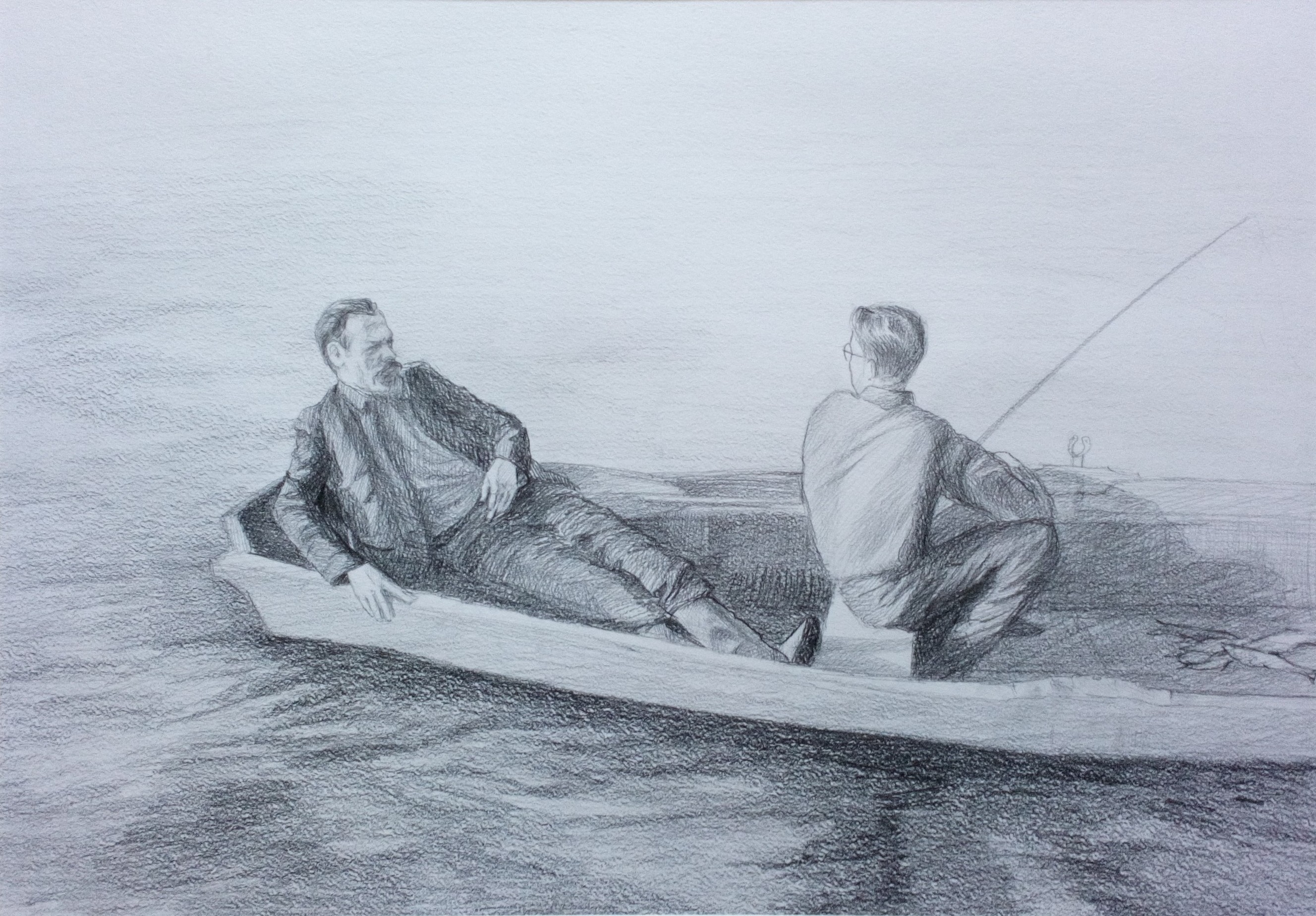 Шомовские дед и дядя на рыбалке.