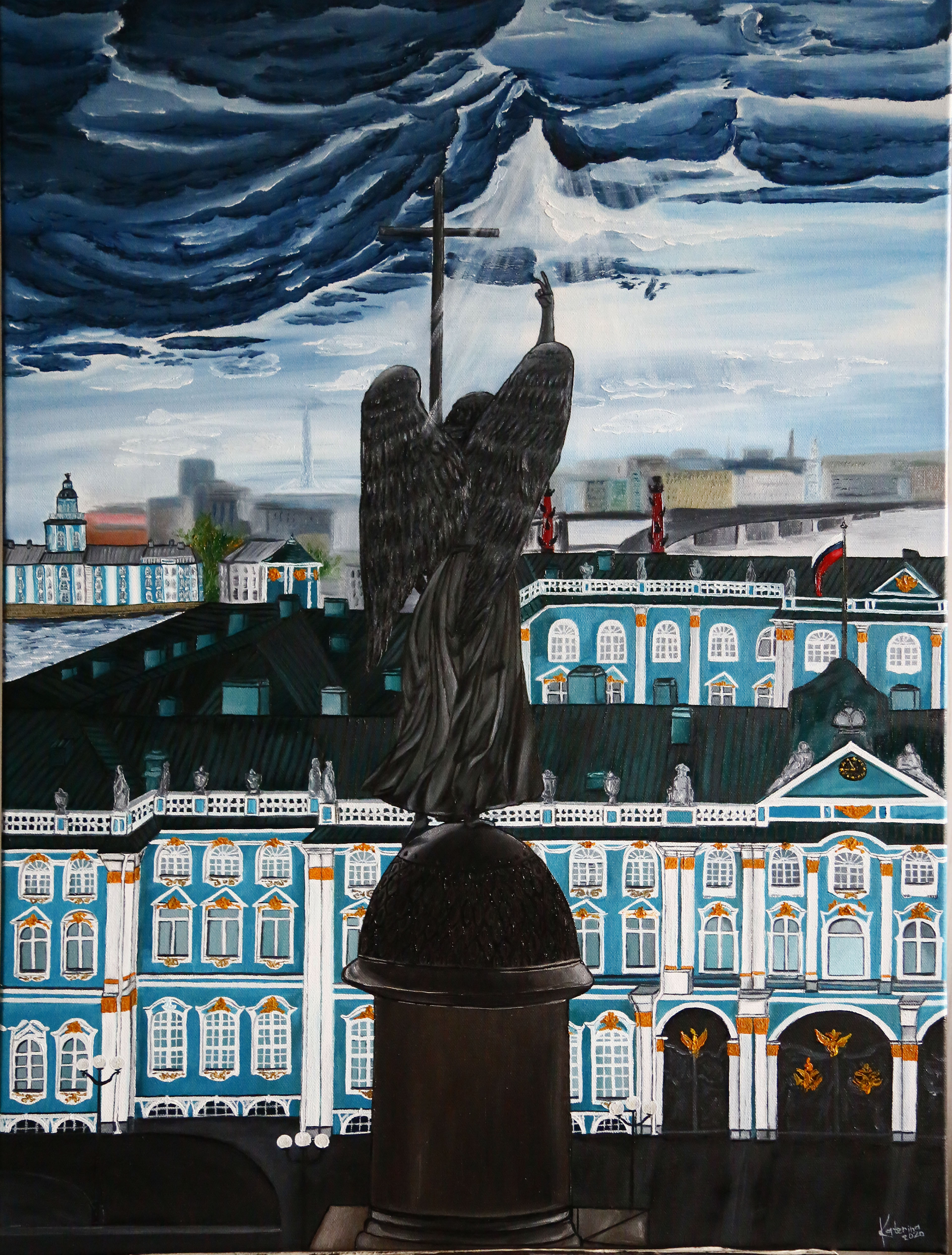 вид на Петербург с высоты ангела Александровской колонны
