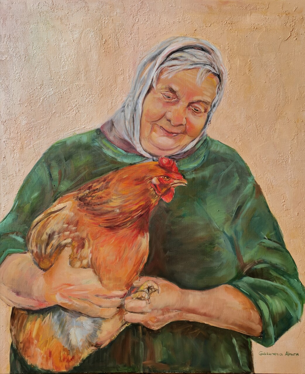 Бабушка с курицей