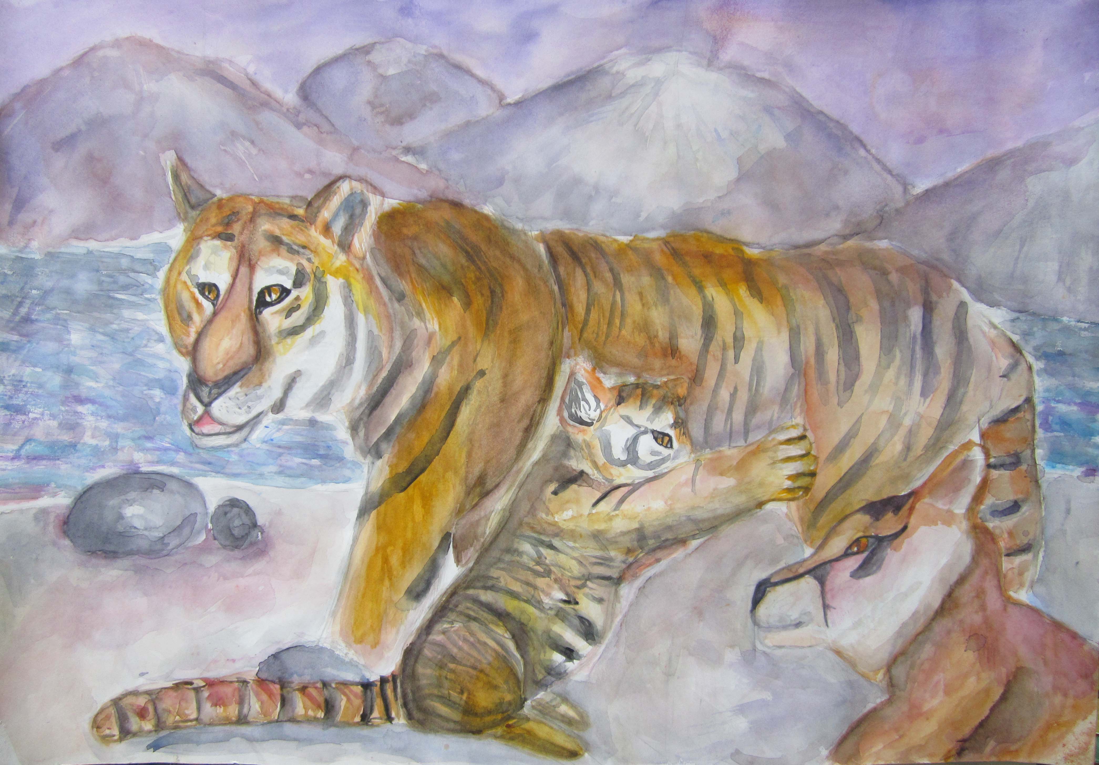 «Мама и детёныши Амурских тигров»